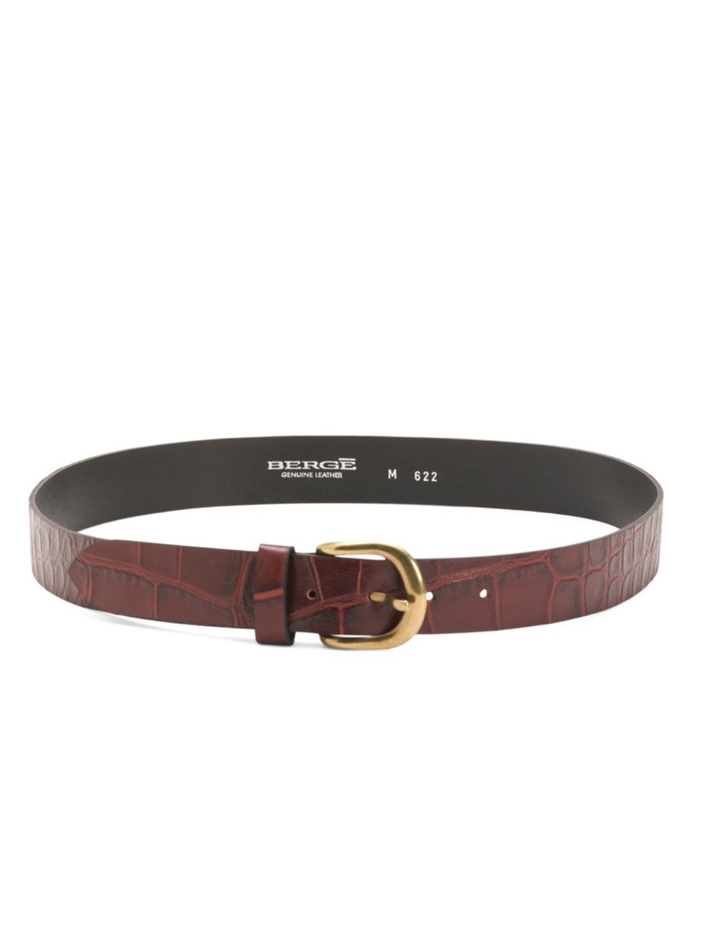 Brand New: Berge Women’s Genuine Leather Printed Croco Belt with Gold Buckle
